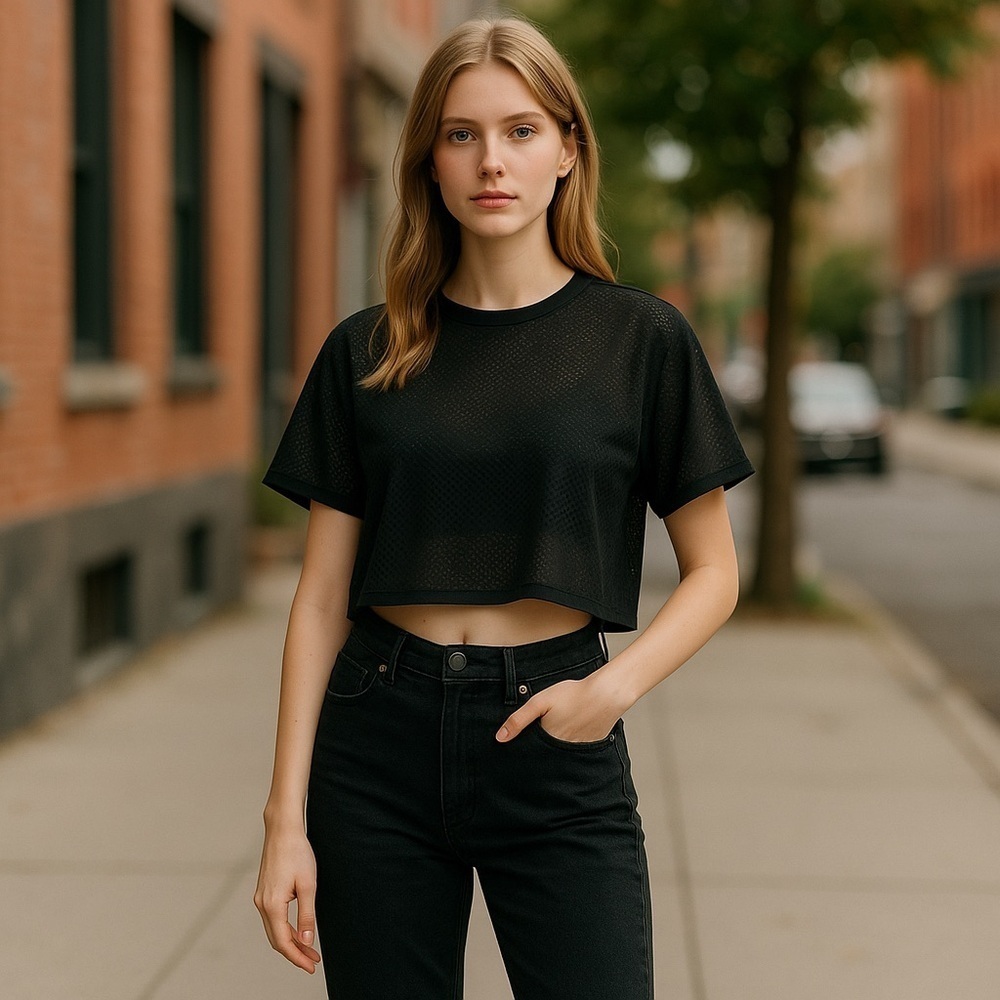 Anthropologie Three Feathers Black Crop Top
New